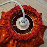 Vintage lampshade pendant lamp in orange and red fabric