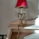 Rococo lamp, chiseled bronze base, fake candle and crystal pendants