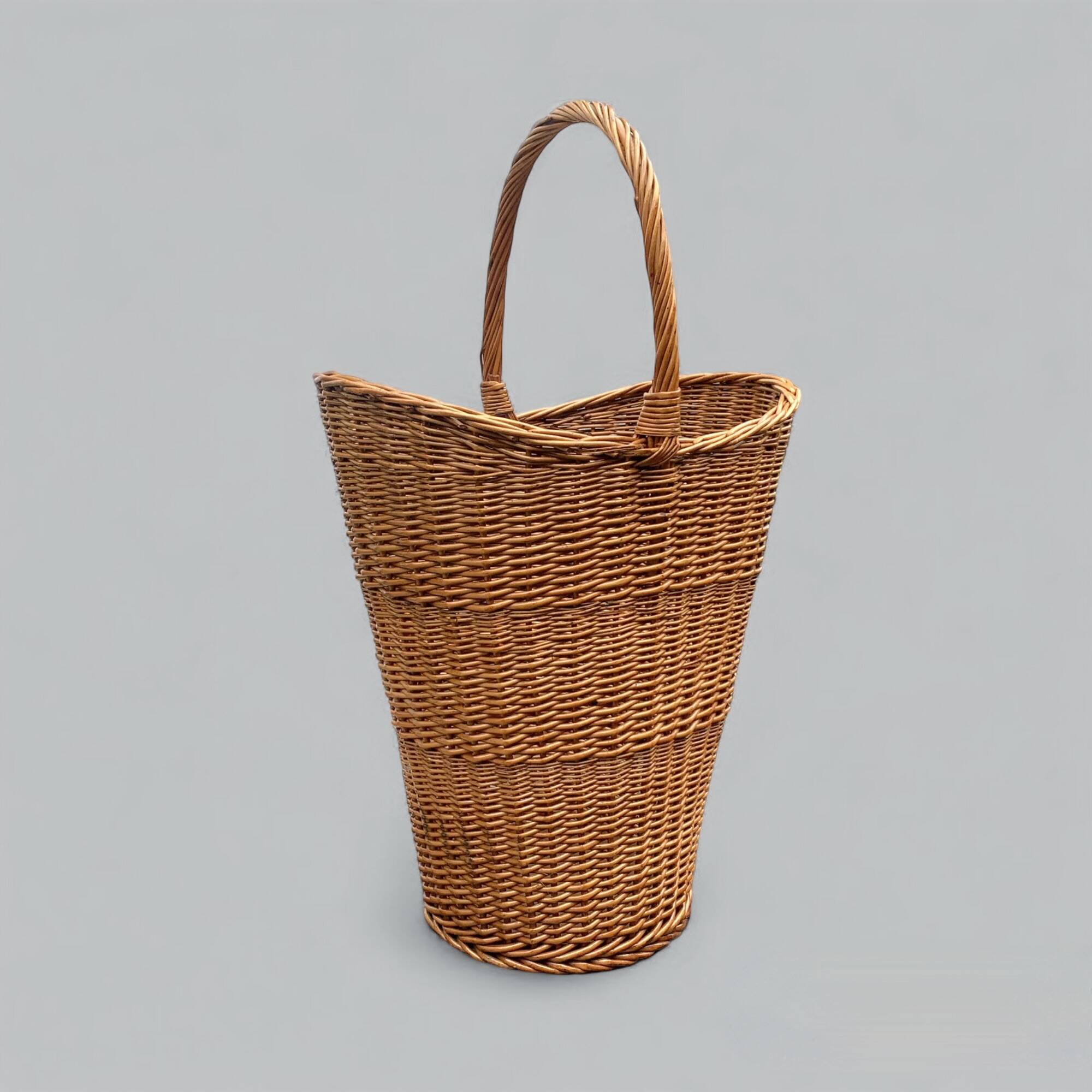 Old woven wicker umbrella stand