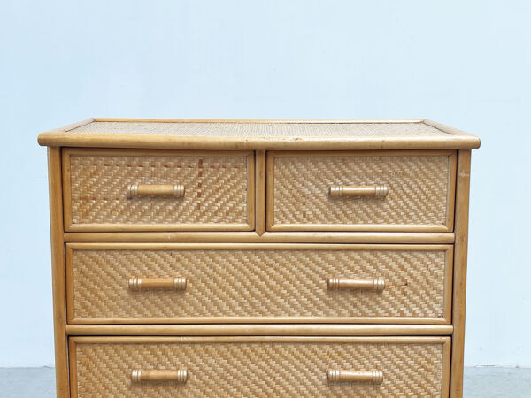 Commode en bambou et rotin, années 1970