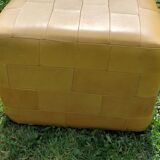 Pouf, cubic synthetic leather stool