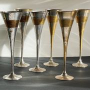 6 Flutes Champagne Laiton Argenté Vintage