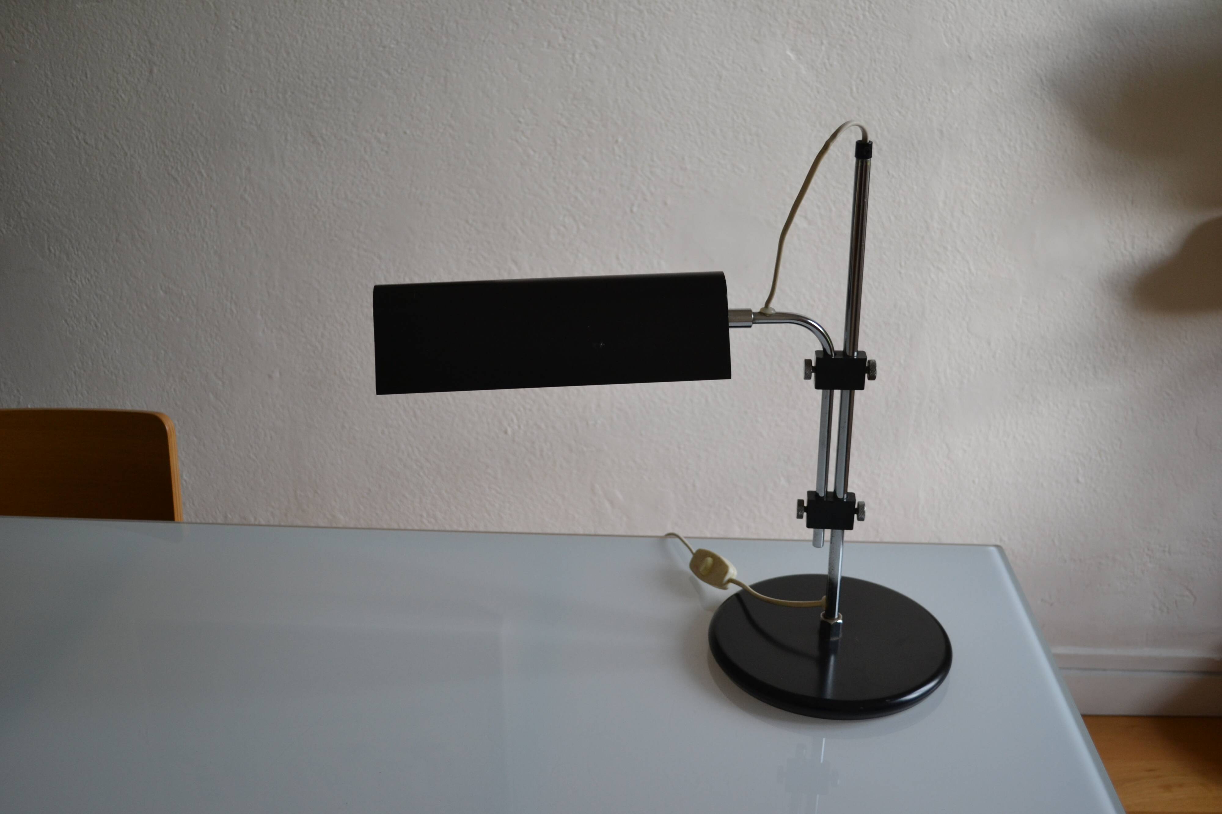Vintage black modernist table lamp 50 1950 Bauhaus