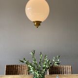 Opaline and brass globe luster