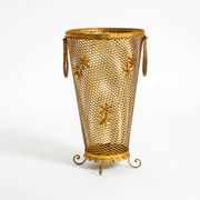 Large Mid-Century Regency umbrella stand made of gilded metal, Italy 1960s