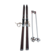 Old skis wooden and its pair of sticks