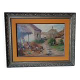 Oil painting on canvas Edmond Van Coppenolle (1846-1914) Landscape