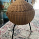 Wicker basket on foot fabric inner covering