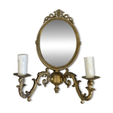Wall Mirror Sconce Golden Pediment Candle Holder Chandelier France Louis Style