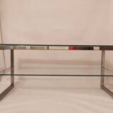 1980s coffee table with a double chrome metal top.