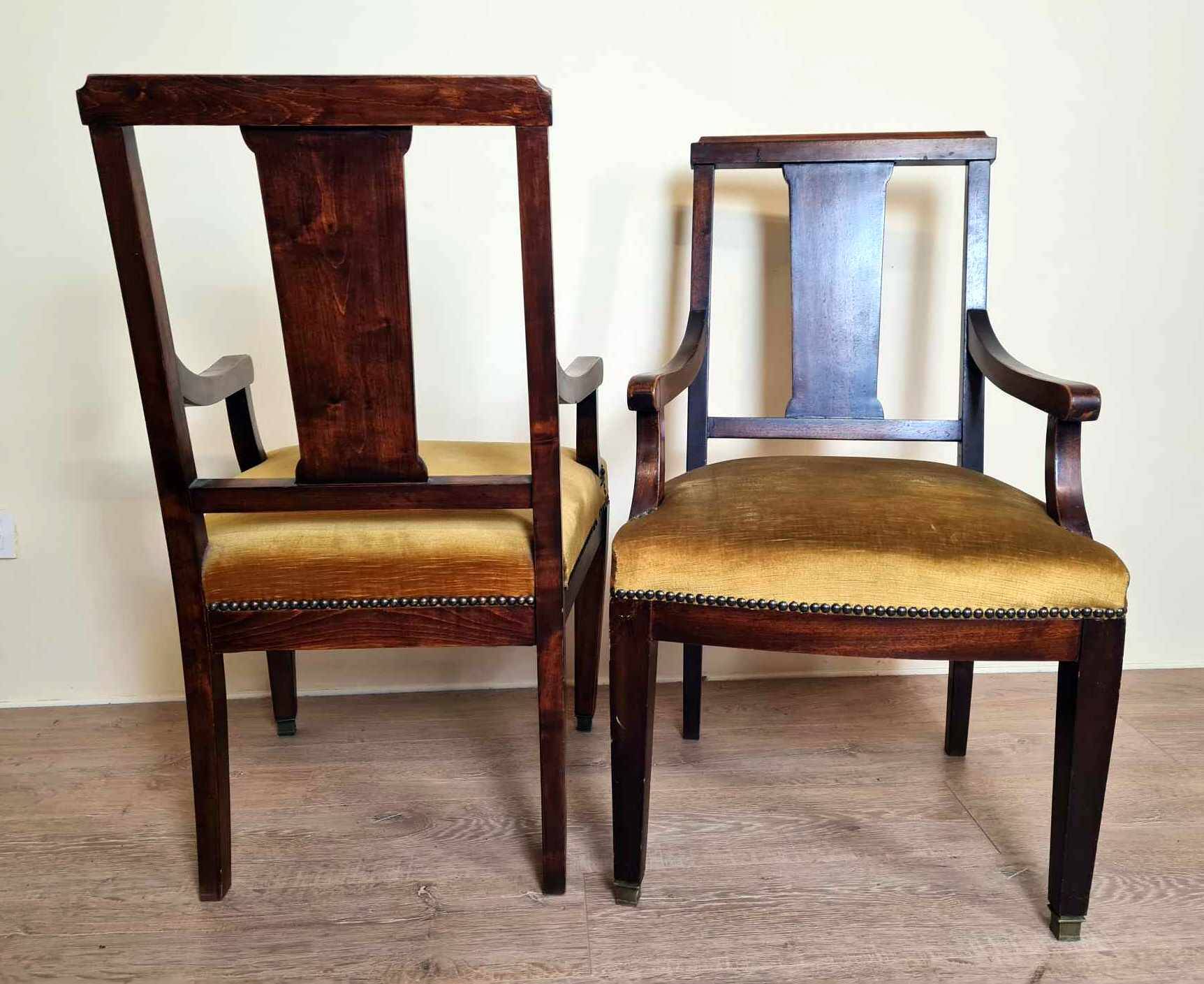 Pair of Louis XVI style mahogany office armchairs