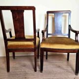 Pair of Louis XVI style mahogany office armchairs