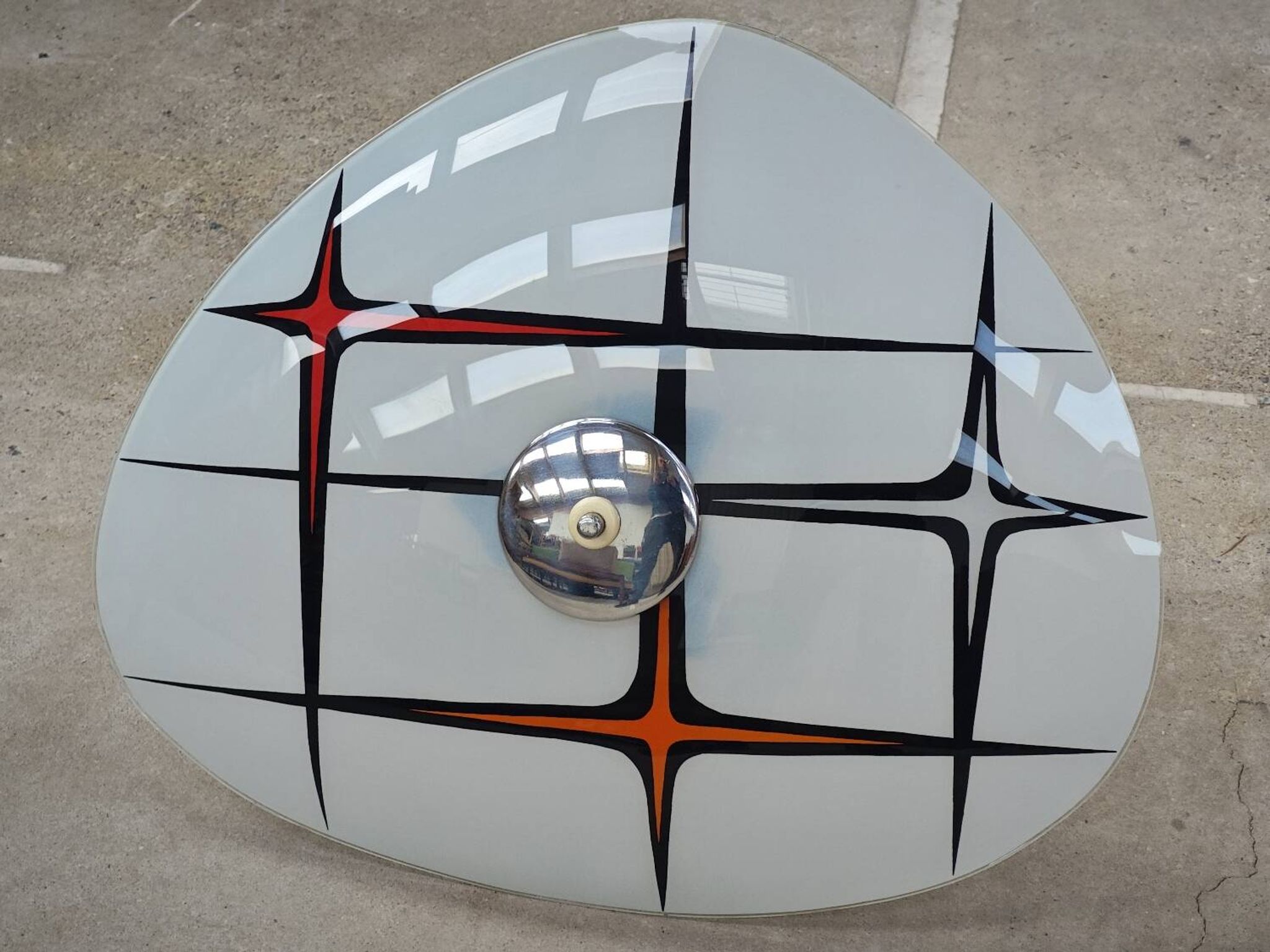 Modernist Czechoslovakian Zukov pendant light, geometric pattern, 1960
