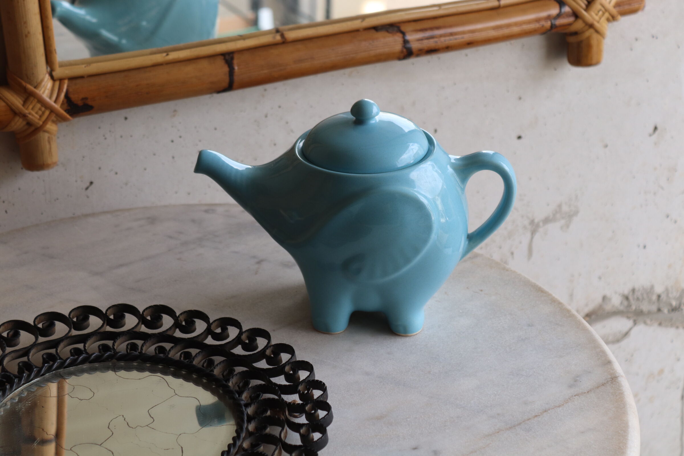 Théière bleu éléphant moulin des loups