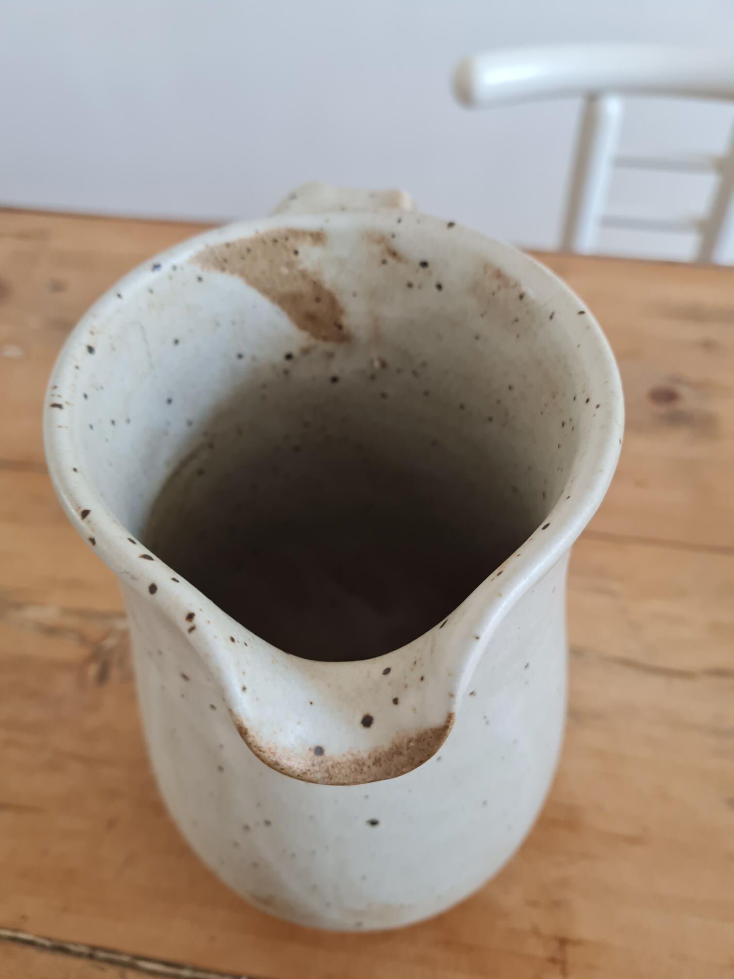 Glazed stoneware pitcher