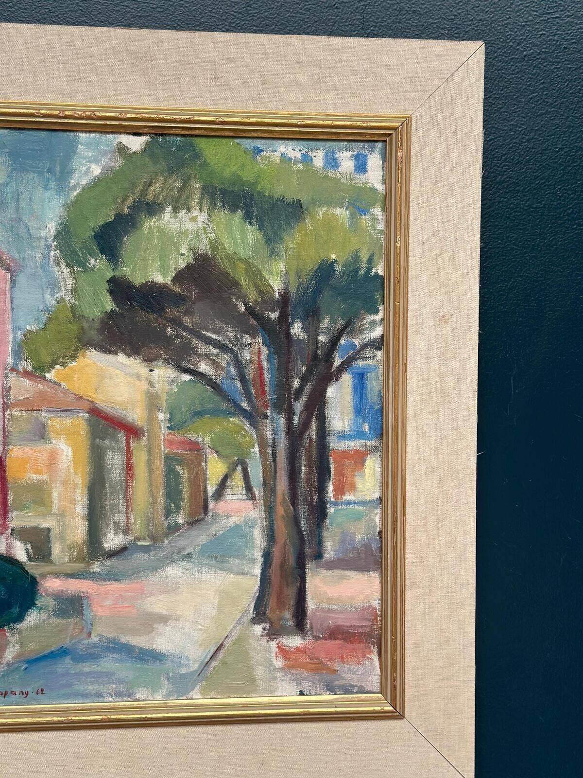 Huile sur toile originale suédoise – « Rue urbaine » par Ingrid Hedman Koppang