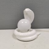 COBRA table lamp with thin milky white glass shade/dome, Sweden 1980s