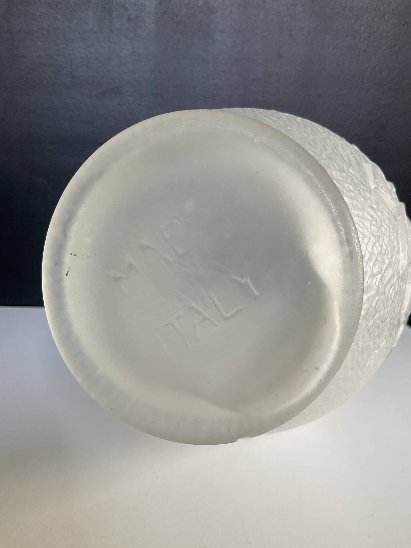 Large Italian frosted glass vase from the 1970s.