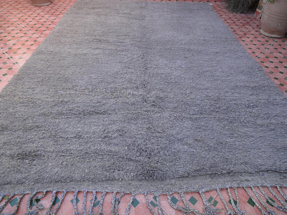 United gray carpet Beni Ouarain woollen Moroccan Berber 288 x 195 cm