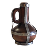 Vase / jug in solid wood and metal - mid 20th century