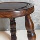 Vintage solid turned wood tripod stool