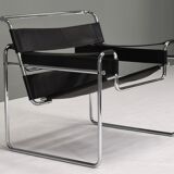 Wassily chair by Marcel Breuer in black leather 1970