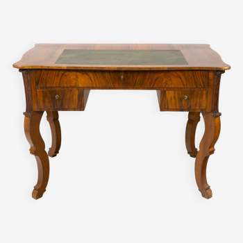 Restored Biedermeier Walnut Writing Desk, Revived Polish, Czech, 1830s