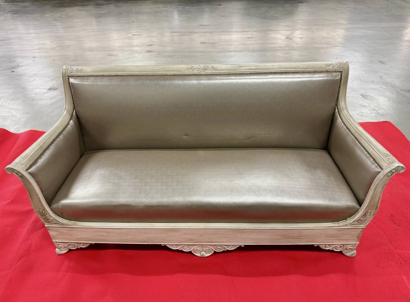Antique banquette covered in faux shagreen.