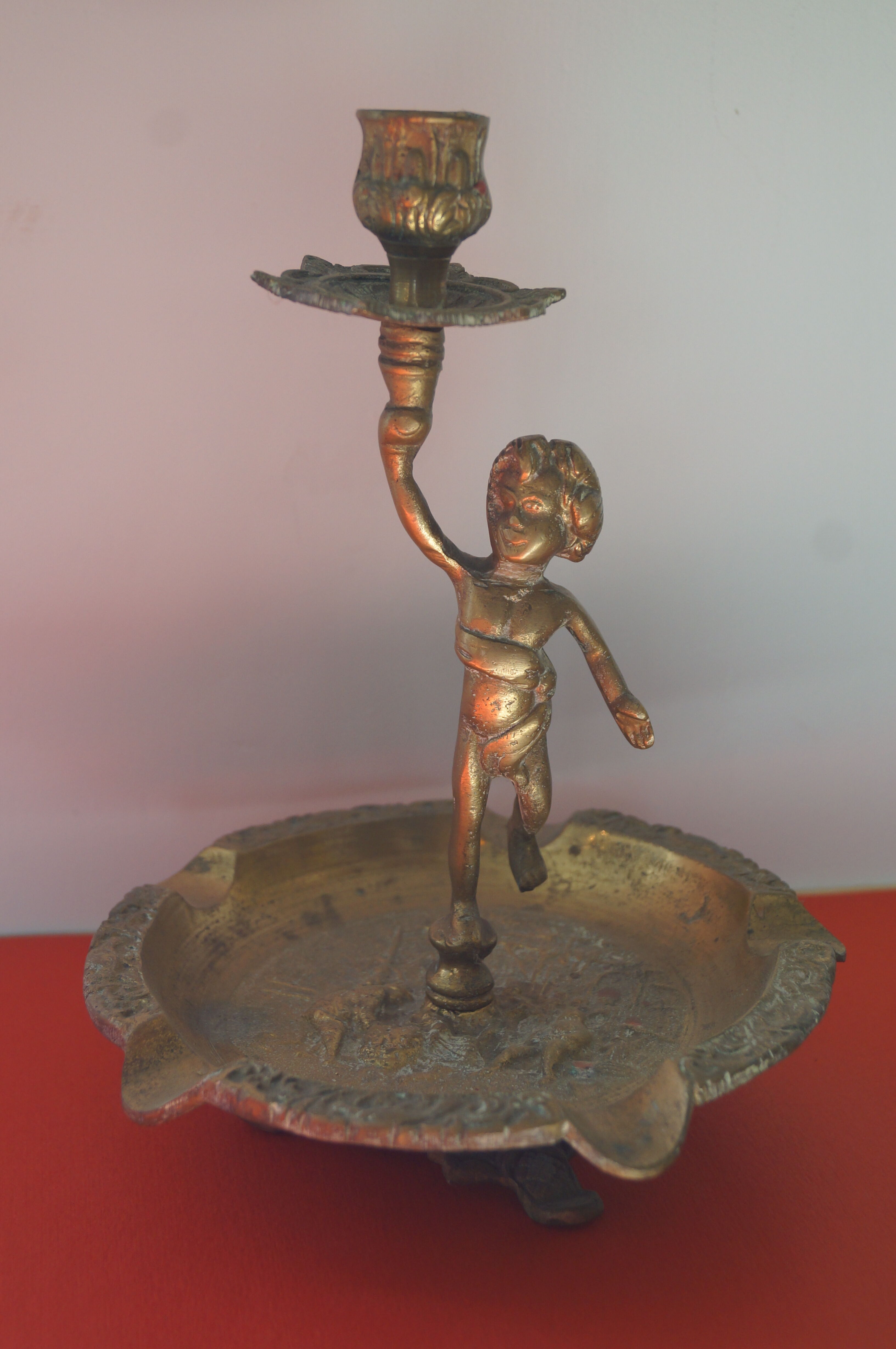 Brass angel candle holder