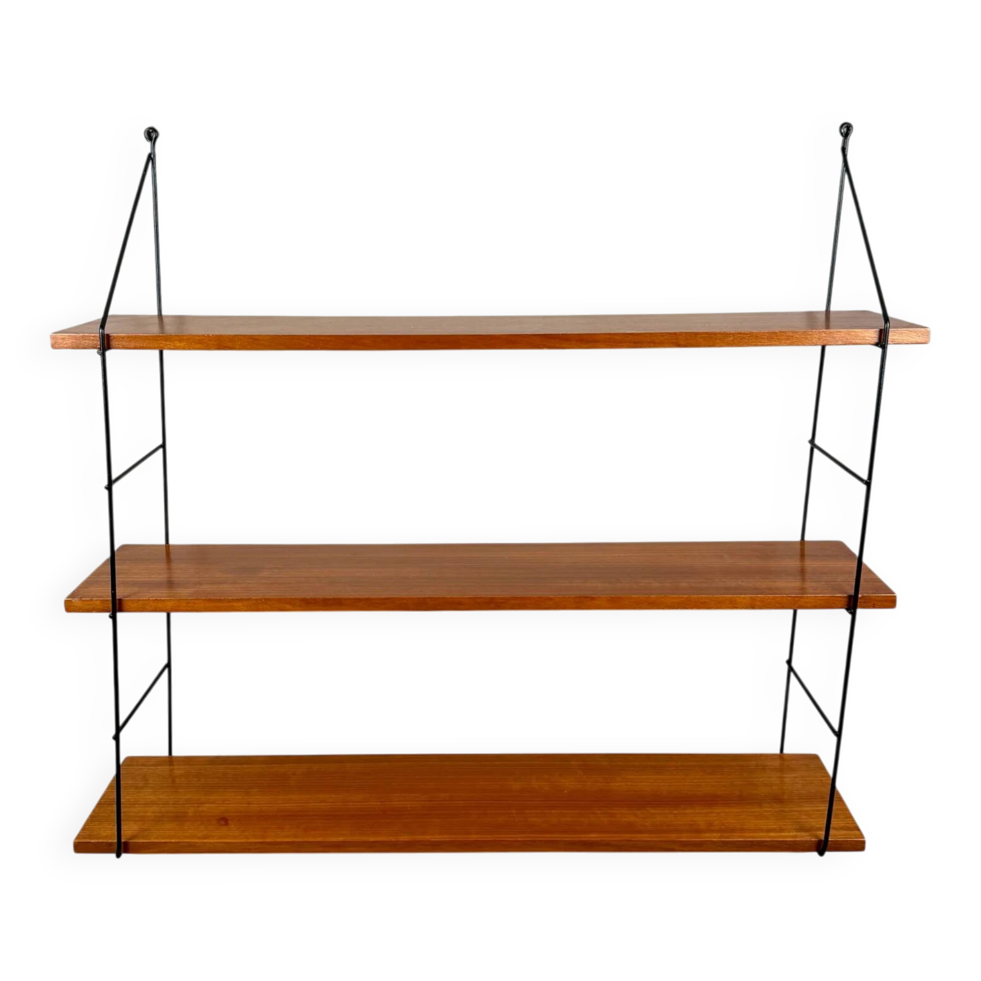 Étagère murale vintage avec trois étagères en placage de teck
