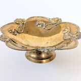 Bol sur pied en laiton | Motif floral Art Nouveau Antique