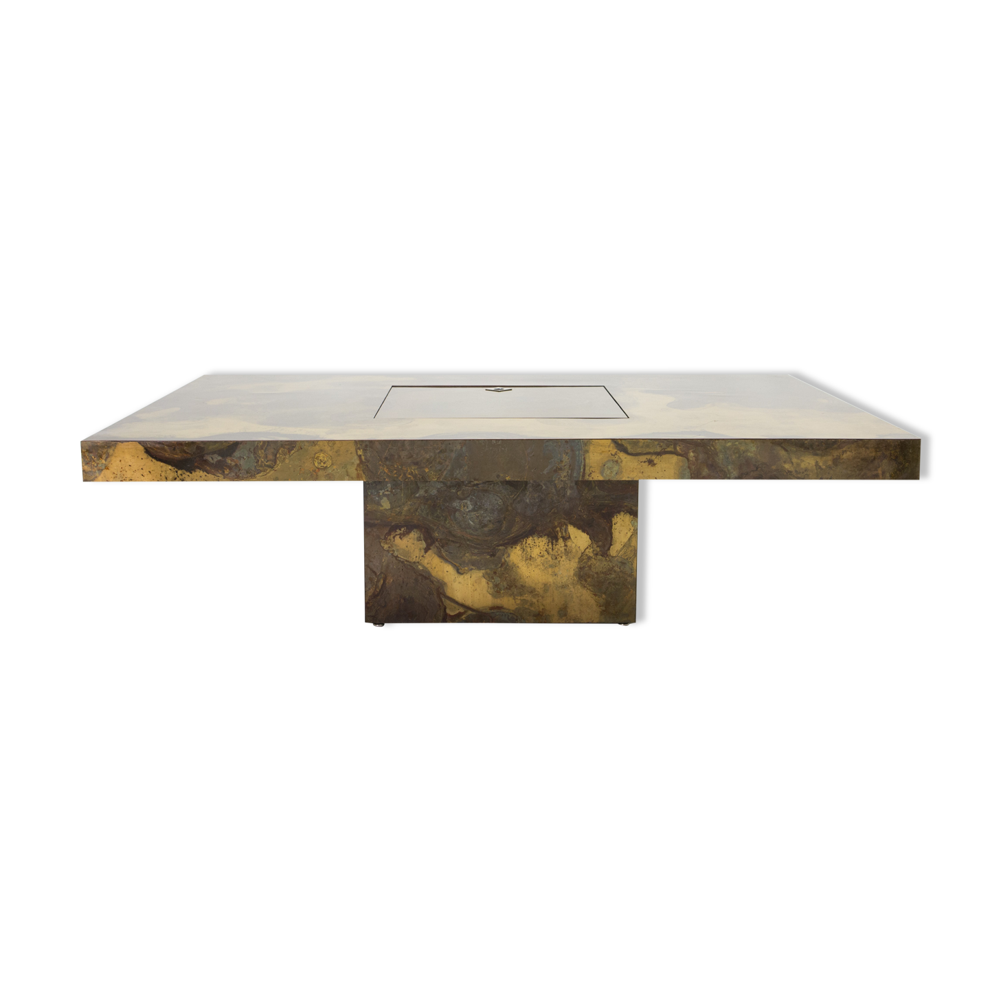 Isabelle and Richard Faure's unique patinated oxidized brass coffee table 1970