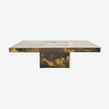 Isabelle and Richard Faure's unique patinated oxidized brass coffee table 1970