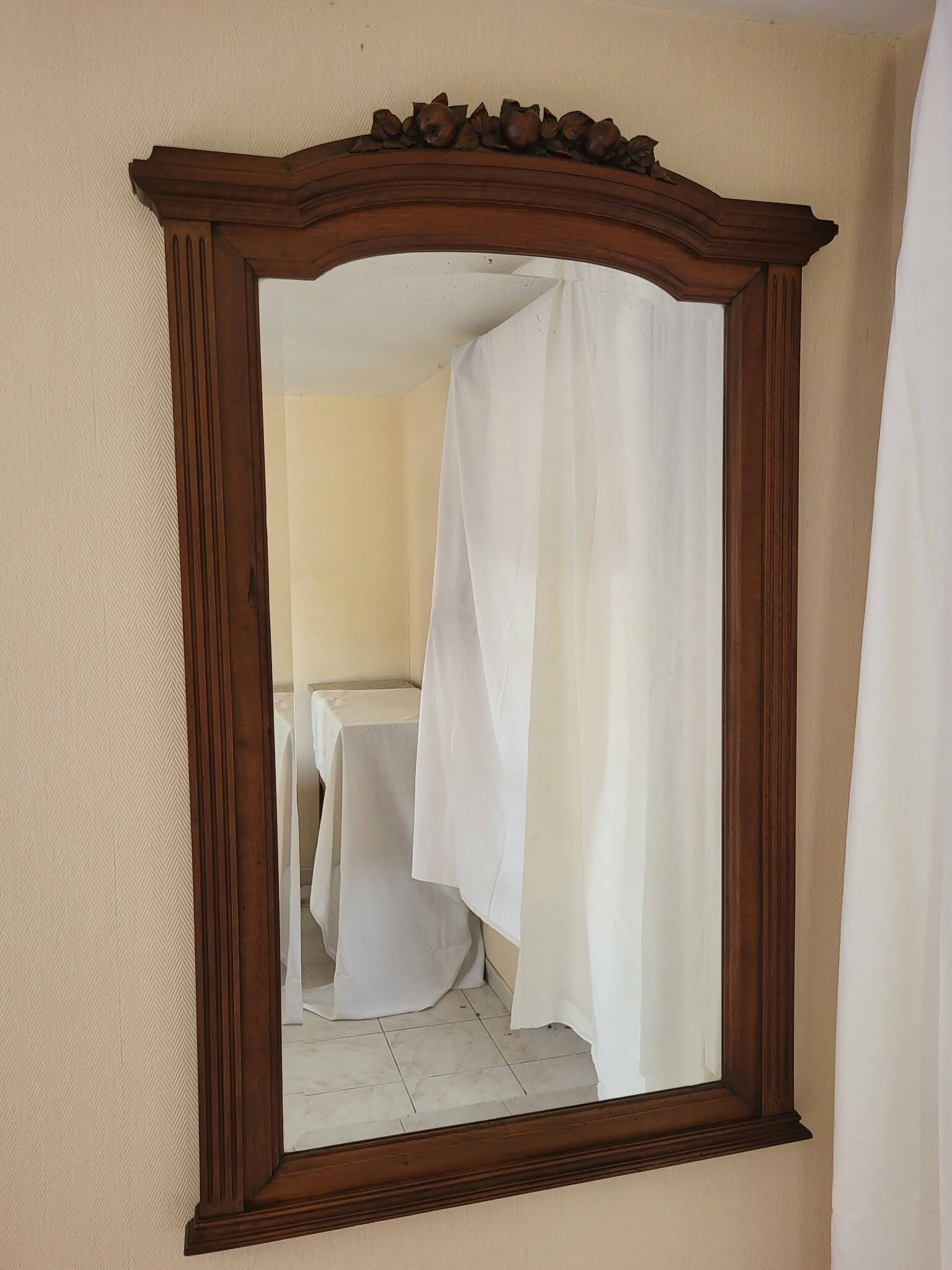 Large Art Nouveau Mirror 1910 - Solid Walnut