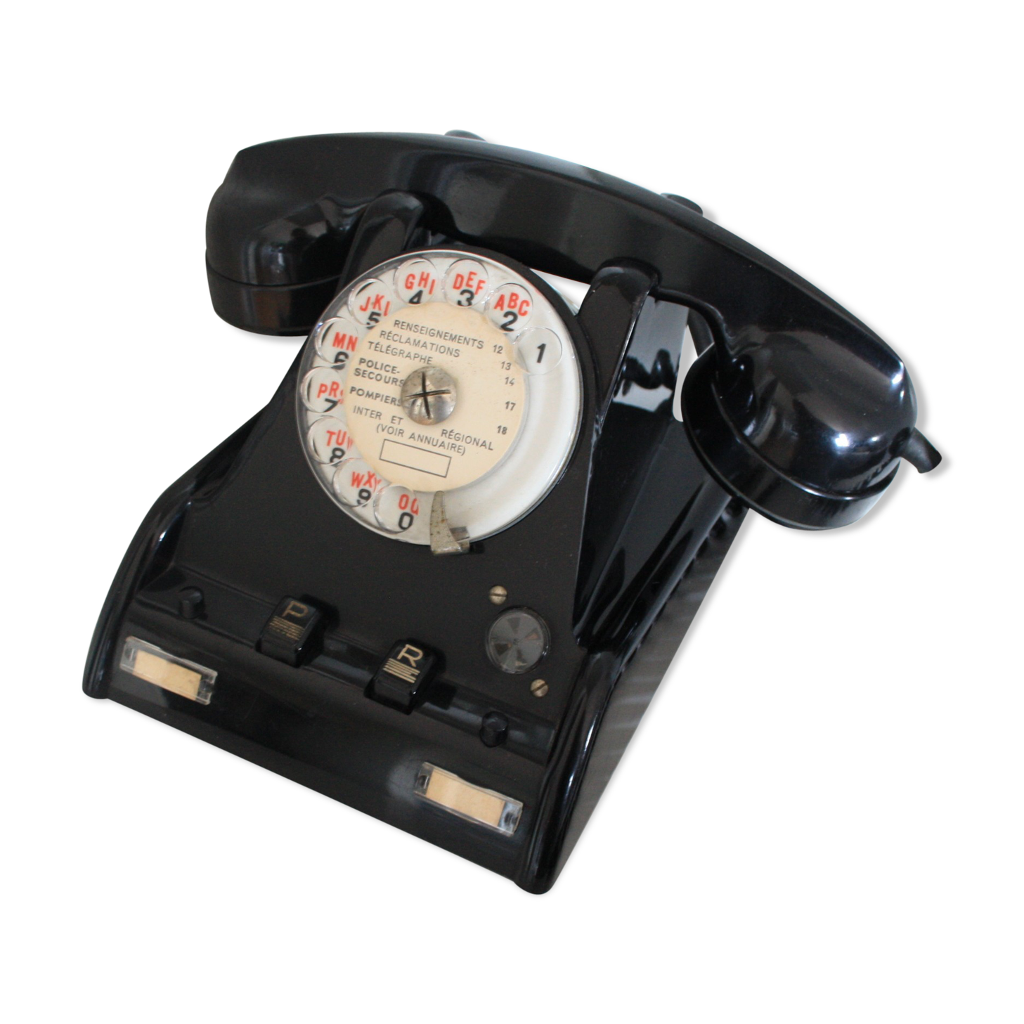Téléphone en bakélite noir années 50