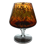 Vintage amber & clear glass footed vase