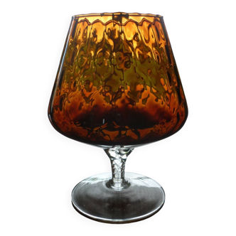 Vintage amber & clear glass footed vase