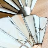 Set of 2 vintage shell or fan wall lights in glass paste and aged gold metal