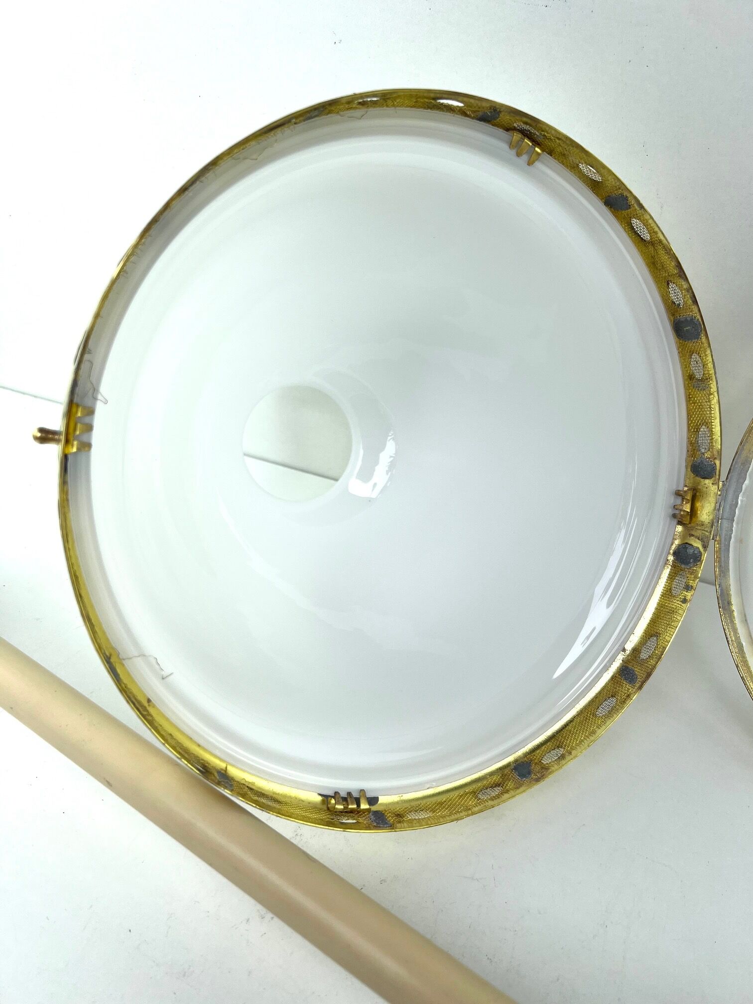 Chandelier 1920 opaline and frosted glass brand bag paris
