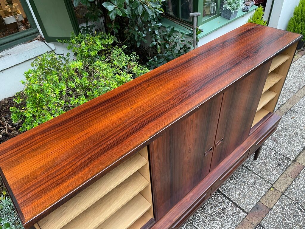 Scandinavian high rosewood sideboard by Johannes Andersen edited by Samcom