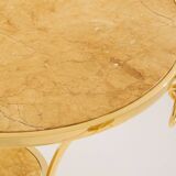 Set of 4 neoclassical side tables in brass and marble by Maison Charles, 1960.