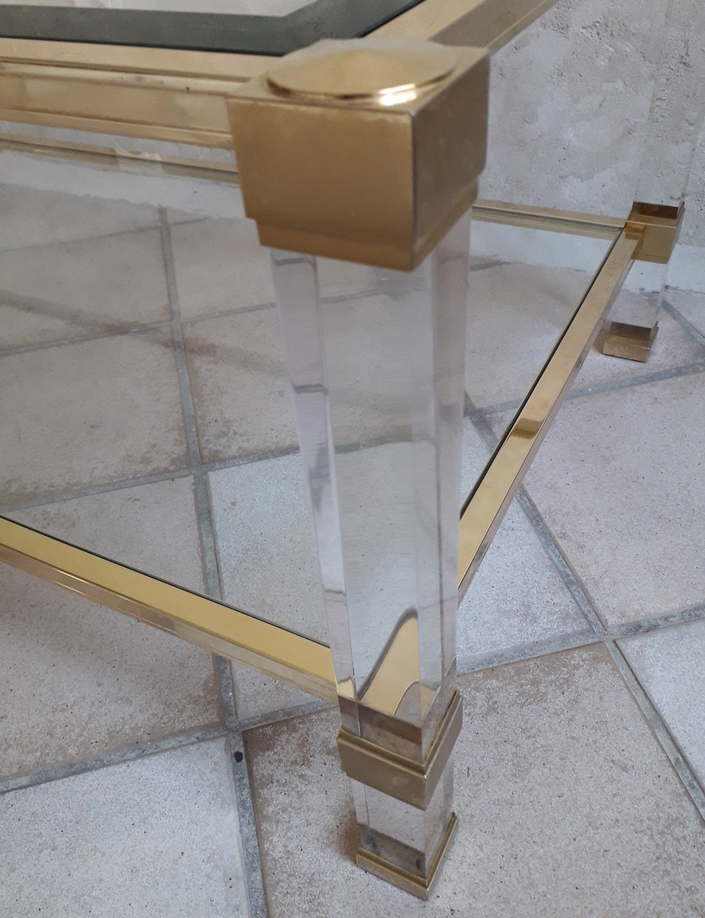 Table basse Pierre Vandel modèle Altu, Altuglas et verre