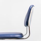 Set 4 chairs eco leather blue metal chrome 70