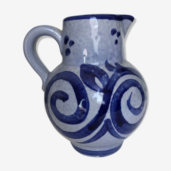 Pitcher in blue glazed stoneware