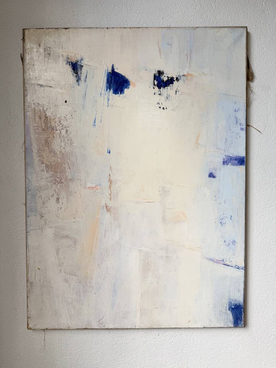 Toile abstraite blanche, peinture à l’huile XXème