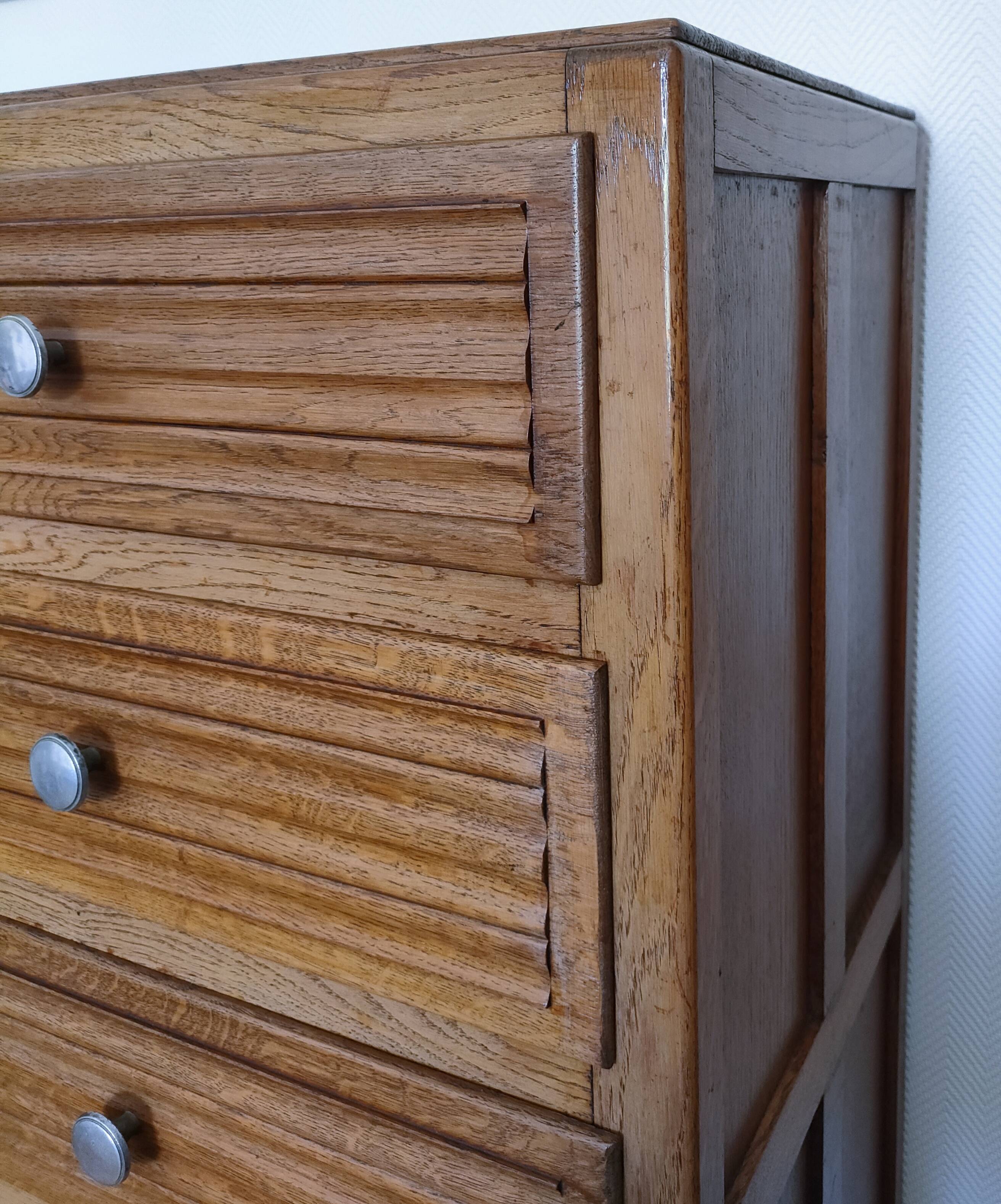 chest of drawers oak five drawers 1950s