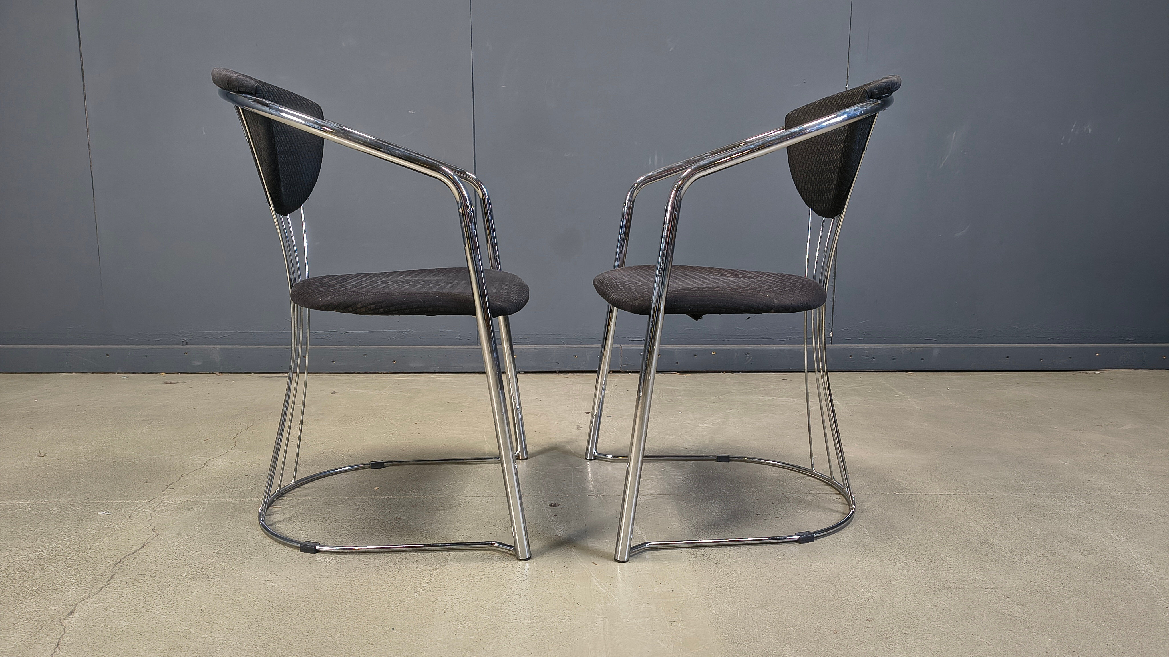 Vintage chrome dining chairs by Effezeta, 1970s - set of 4