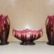 Paire de vase + jardinière art nouveau barbotine dl france garniture de cheminée