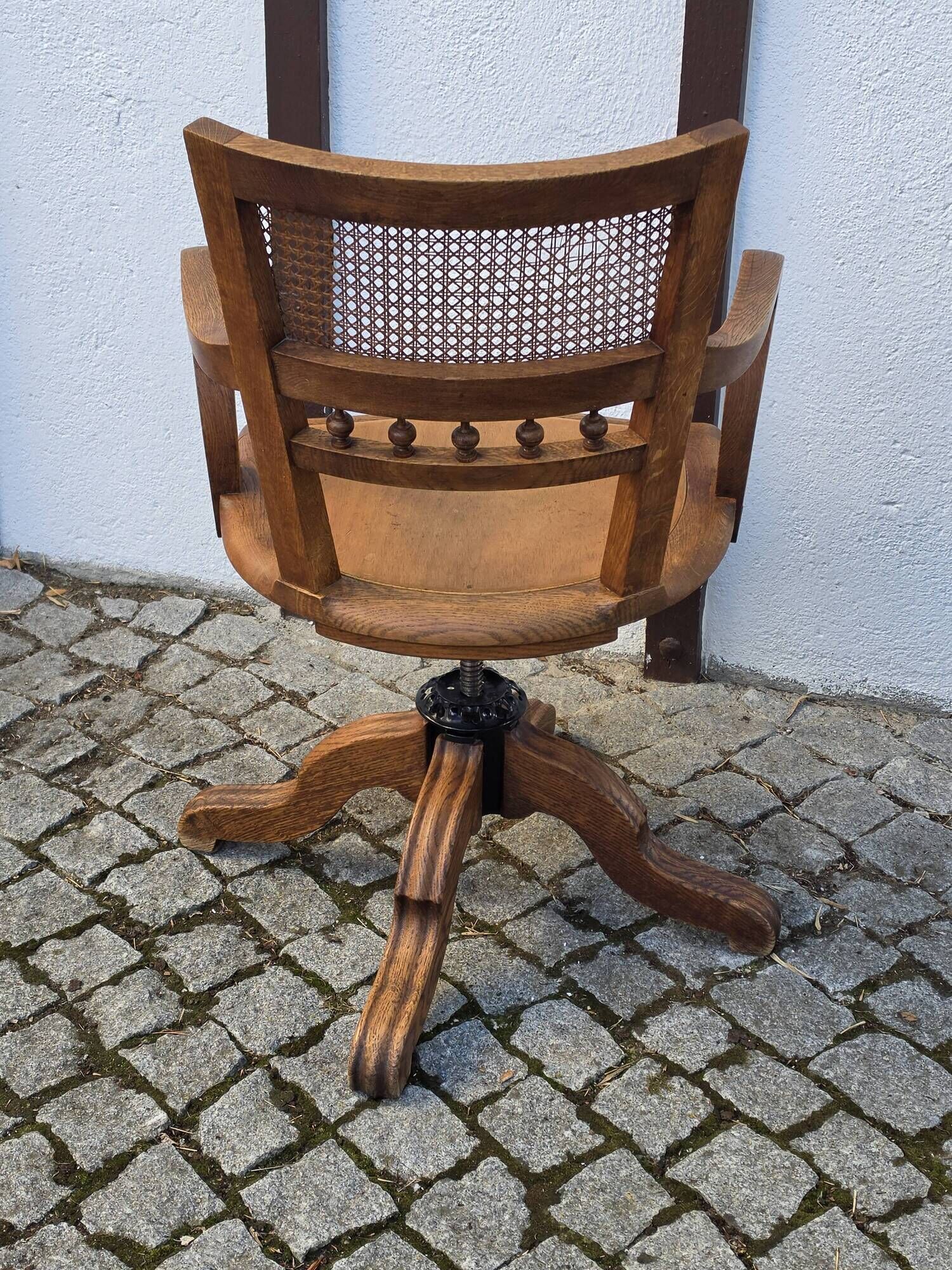 Victorian oak swivel armchair