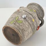 Vintage vase 1950 ceramic flowers relief